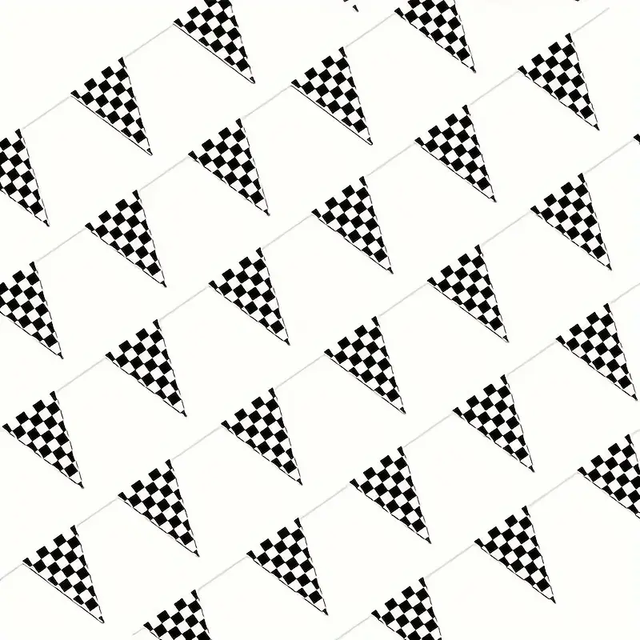 48sheets 94ft Racing Checkered Plastic Bunting Banner Black and White Color Scheme