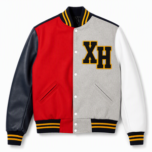 Custom Letterman Varsity <b>Jacket</b> <b>Men</b> Leather Sleeve Chenille Patch Wool Blend Colorblock <b>Baseball</b> Bomber Coat - Product Image 6