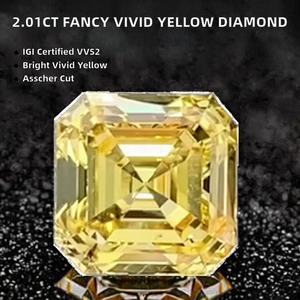 Diamant CVD Jaune Vif Fantaisie de 2,01 ct, pureté VVS2, certifié IGI, taille Asscher, cultivé en laboratoire, pour la fabrication de bijoux - Product Image 2