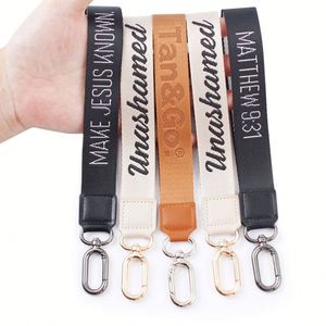 Custom Logo <b>Lanyard</b> Woven Embroidered Short Keychain Motorcycle Wrist <b>Lanyards</b> With High Quality Spring Hook - Product Image 1
