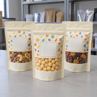 Sachet d'emballage alimentaire pour petites entreprises avec fenêtre, refermable à fermeture éclair, pour noix, snacks, granola, biscuits – Pochette souple à fond plat