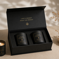 Boîte à bougies, emballage écologique, coffret cadeau pliable personnalisé en kraft, boîtes à bougies noires magnétiques de luxe