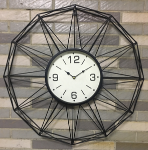 24 Inch Antique Country Style Round Metal Distressed Iron Roman Numeral European Industrial Vintage <b>Clock</b> with Roman Numerals - Product Image 1