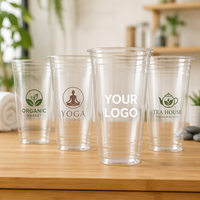 Gobelet en plastique PET transparent jetable de 89 mm de diamètre, 16 oz, avec logo personnalisé, pour boissons froides, thé à bulles, café glacé, jus à emporter