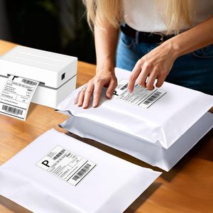 <b>White</b> Waterproof Poly Mailers with Thermal Labels and Stickers, Strong Adhesive Shipping <b>Envelopes</b> for Clothing Business Packagi - Product Image 2