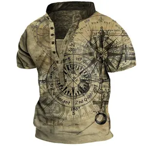 new fashion casual digital printing short sleevetT-shirt Men's clothing Six buckles wholesale