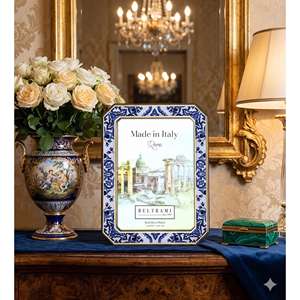 Beltrami Photo <b>Frame</b> 4x6 Silver Plated Octagonal Blue Decorative <b>Metal</b> <b>Frame</b> - Product Image 3