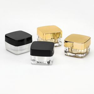Customize printing empty 10g plastic acrylic classic square black cosmetic packaging container cosmetic jar