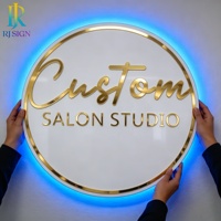 Letrero de Acrílico 3D con LED Personalizado y Borde Dorado para Estudios de Manicura Profesionales, Negocios, Tiendas, Empresas de Uñas