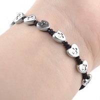 Bracelets métalliques en forme de cœur, perles religieux, avec cordon réglable, 6mm, 8mm