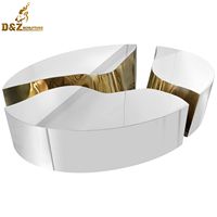 Mobilier d'intérieur moderne, table de finition miroir en métal, table basse en acier inoxydable