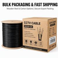 Cable Coaxial Siamés Profesional RG59+2C de 0.81mm con 96 Hilos para Video Industrial y Seguridad