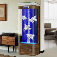 Nouvel aquarium intelligent en verre courbé, petit et moyen, avec filtre arrière et aération par bulles au fond, idéal pour le salon