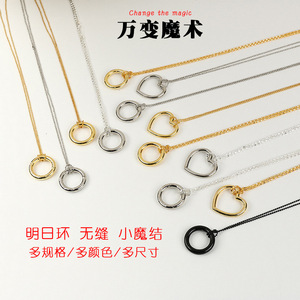 Collares con colgante de moda, collar de cadena con forma de corazón y círculo de oro y plata para mujer, accesorio de regalo de joyería - Product Image 3