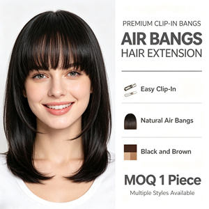 Perruque Air Bang en gros directement de l'usine, partie frontale naturelle invisible, frange droite, modèle K20K18, couleur OMBRE pour femmes - Product Image 1