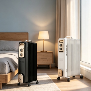 <span class=keywords><strong>Radiateur</strong></span> à huile noir vintage avec 4 canaux d'huile et protection contre la surchauffe pour chambre et salon - Product Image 3