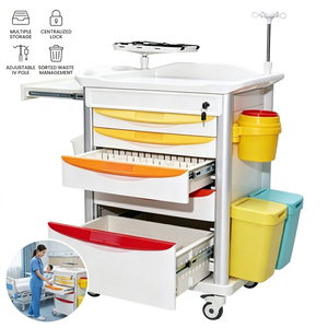 Carrito de Emergencia Móvil para Hospital Veterinario con Bloqueo Central: Organizador de Suministros Quirúrgicos para Clínica <span class=keywords><strong>Veterinaria</strong></span>, Carrito de Procedimientos - Product Image 6