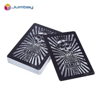 Cartes à jouer en PVC plastique 100% neuves, de haute qualité, avec logo personnalisé, prix avantageux, imperméables, noires, cadeau créatif, durables