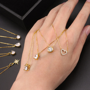 Colgante collar con plata de primera ley Circonia cúbica para mujer, Gargantilla, plata esterlina 925, Circonia cúbica, zirconia, circonita, zirconita, zirconita, chapado en oro de 14 quilates, estilo clásico, APN10 - Product Image 2