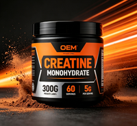 Bubuk Creatine Monohydrate OEM 300g Kemurnian Tinggi Suplemen Dewasa Pertumbuhan Otot Energi Dukungan Imunitas Tanpa Rasa