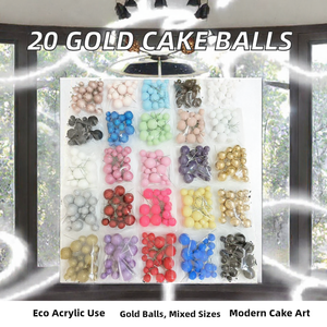 20 boules de gâteau en acrylique de tailles variées (2cm-4cm), rondes, réutilisables, faites à la main, en mousse scintillante, pour la décoration de gâteaux d'anniversaire et de mariage - Product Image 2