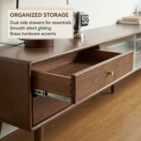 Meuble TV moderne en bois massif avec portes et tiroirs en verre, design contemporain pour salon, chambre, hôtel et appartement