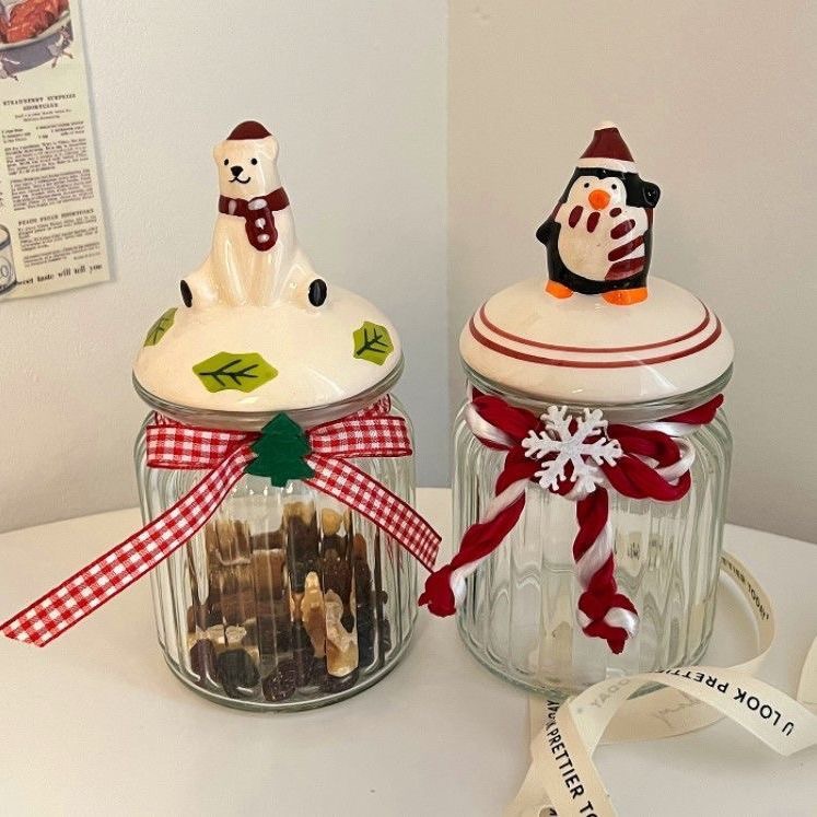 Kitchen ins glass sealed jar large candy storage jar biscuit dried fruit glass storage household decoration