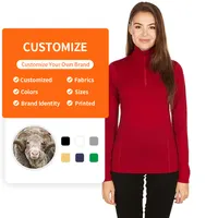 Enerup Merino Wool Silk Basis schicht benutzer definierte 1/4 Reiß verschluss Radsport Sport Outdoor Thermo hemd Unterwäsche Damen hemden