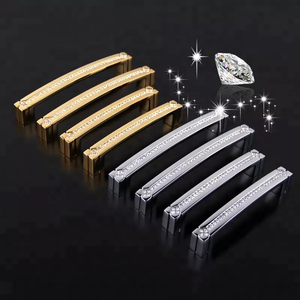 Handle and <strong>Knobs</strong> MLP19 Furniture Hardware Cabinet Drawer Euro Luxury <strong>Gold</strong> Shiny <strong>Crystal</strong> Chrome Handle Pull - Product Image 3