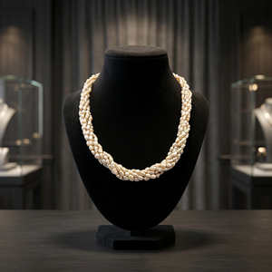 Collier ras du cou en perles d'eau douce torsadées, couleur Basara, multi-brins, bijoux de mariée tendance, vente en gros - Product Image 4