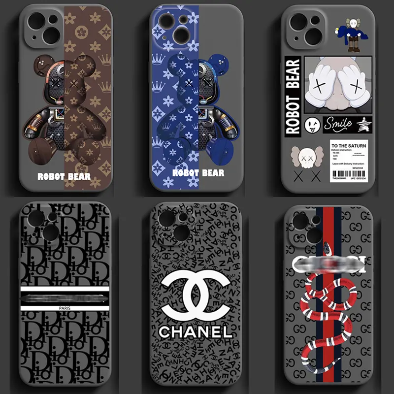 for iPhone 14 Phone Case for iPhone 14 Pro Max 13 12 11 Xs X XR 8 7 SE Popular Bear Silicone Cases Soft Black Cover