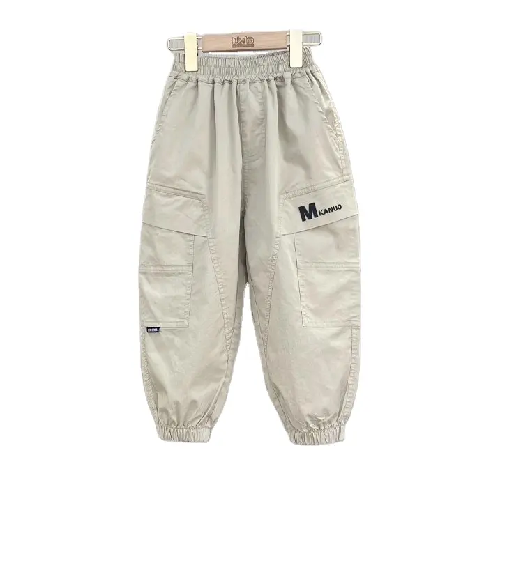 Pure Cotton Boys' Casual Trousers Children's Spring Autumn Workwear Trousers 5-14 Years Old Loose Mosquito-proof Trousers