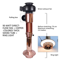 Tuyau d'évacuation de fumée pour barbecue coréen commercial avec lampe annulaire chauffante, hauteur réglable, ventilateur d'extraction 220 V pour table de restaurant