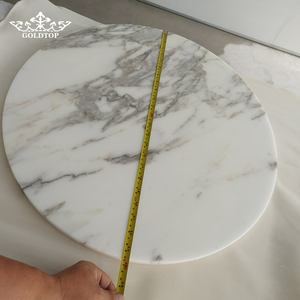 Goldtop Stone Wholesale Polished Finish Different Shapes Calacatta Gold <b>Marble</b> Table <b>Tops</b> for Dinning Room or Coffee Use OEM - Product Image 1