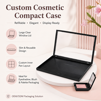 Palette cosmétique vide en plastique noir de haute qualité, personnalisée, 3 mm, avec couvercle transparent, boîte d'emballage pour maquillage, pour fard à paupières, poudre, blush