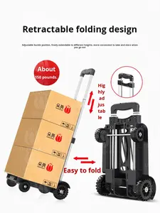 Chariot à bagages pliable en alliage d'aluminium portable pour un usage domestique, léger pour les courses et la livraison - Product Image 3