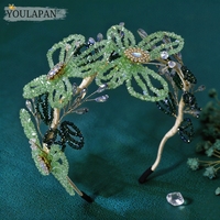 YouLaPan – bandeau de mariée en perles, fait à la main, avec fleurs et strass, accessoire de cheveux exquis pour femmes, pour banquet, danse, fête, YXA353