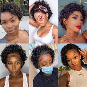 <span class=keywords><strong>Parrucca</strong></span> riccia <span class=keywords><strong>corta</strong></span> Pixie Cut all'ingrosso con chiusura frontale in pizzo HD, per <span class=keywords><strong>donna</strong></span>, nera, in capelli umani - Product Image 6