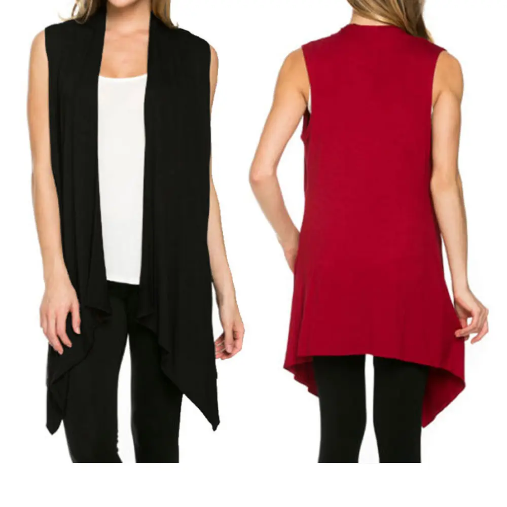 Wholesale Women's Loose Long Knitwear Blouses Sleeveless Fashion Tops Sweater Dress Shirt