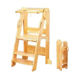 Taburete de madera Xin Zhixing para niños, torre de aprendizaje plegable, taburete para niños de 3 a 6 años con pasamanos - Product Image 1