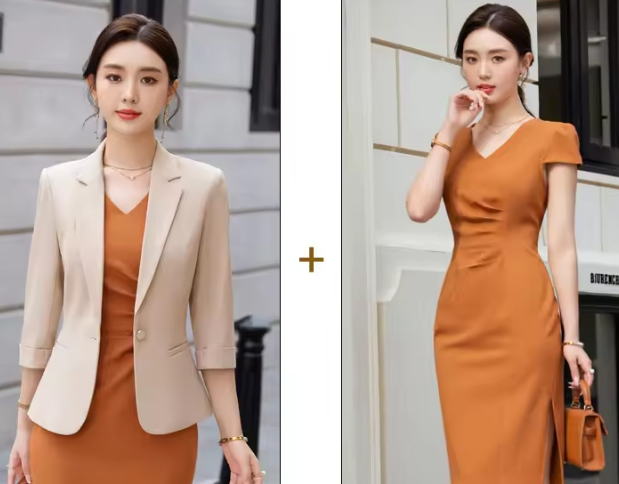 blazer albicocca+gonna arancione