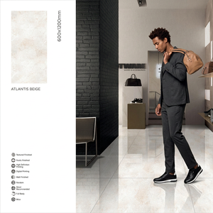 Azulejos de porcelana con aspecto de mármol crema beige Alecia, 600x1200mm, brillantes y esmaltados, para proyectos. - Product Image 6