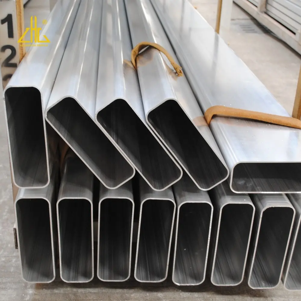 Tube rectangulaire en aluminium carrosserie, tube extrudeuse en aluminium usine, 6082 prix pour kg