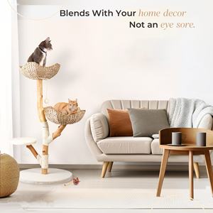 Gerçek ahşap Modern kedi ağacı kulesi katı ahşap tırmanma kulesi hasır kınamak kapalı kediler büyük yetişkin kedi tırmalama sütunu yatak lüks - Product Image 6