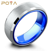 POYA Classique Hybride Tungstène Argent Plaqué Constellation Design Bague de Mariage Bleu Atlantique