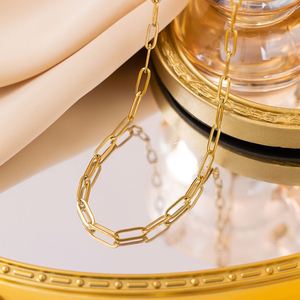 Cadenas de Collar con Clip de Papel Chapadas en Oro de Acero Inoxidable Antideslustre, Joyería de Moda con Zirconia para Mujeres y Hombres - Product Image 2