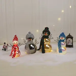 Conjunto de enfeites de decoração para o natal, enfeites de decoração para o natal, homem de neve brilhante e interior