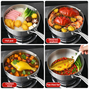 Healthy Antibacterial Hammered Titanium Soup <b>Pot</b> Non-toxic Chemical-free Stainless Steel Stock <b>Pot</b> Milk Pan with Glass Lid - Product Image 3