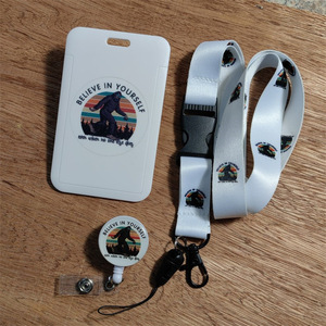 Factory direct stock of easy-open <b>buckle</b> pattern UV printed card holders, polyester lanyard webbing sets, easy-open logo can be - Product Image 4