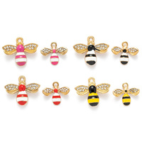 Colgante de abeja con diamantes de imitación 3D, colgante de abeja de Metal esmaltado, para fabricación de joyas